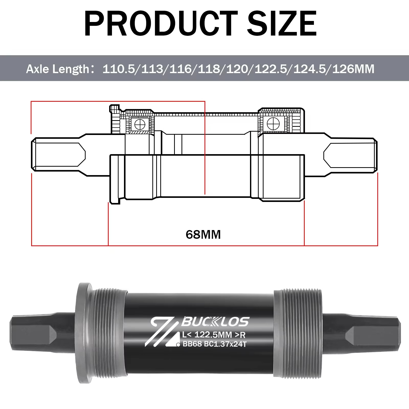 Bike Bottom Bracket BSA BB68 Sealed Bearing Bicycle Square Threaded Bottom Brack