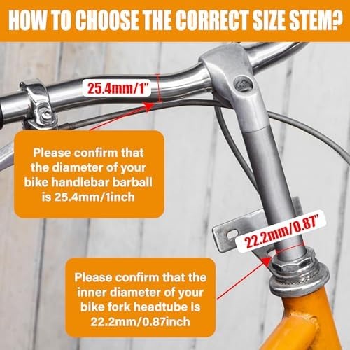 BuleVina Bike Quill Stem 22.2mm x 300mm Clamp 25.4mm Aluminum Alloy and Steel Go