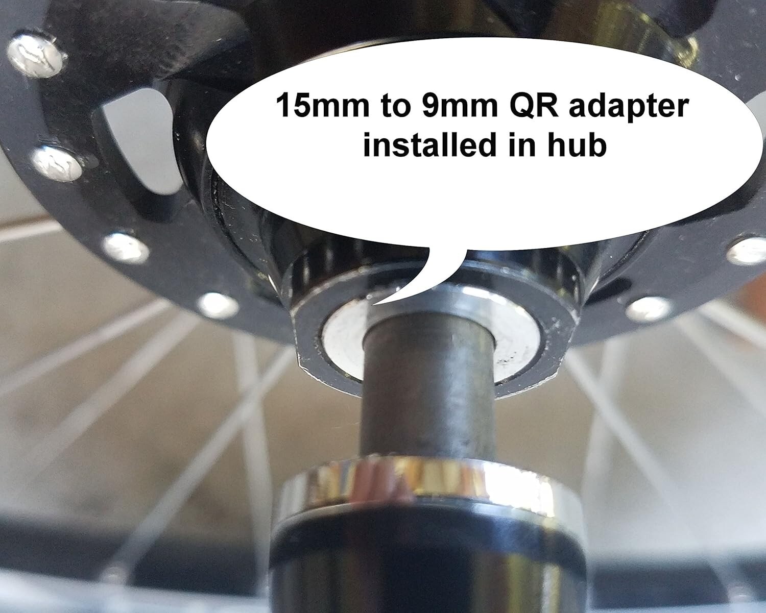 15mm Thru Axle to 9mm Quick Release Adapter – 100mm spacing