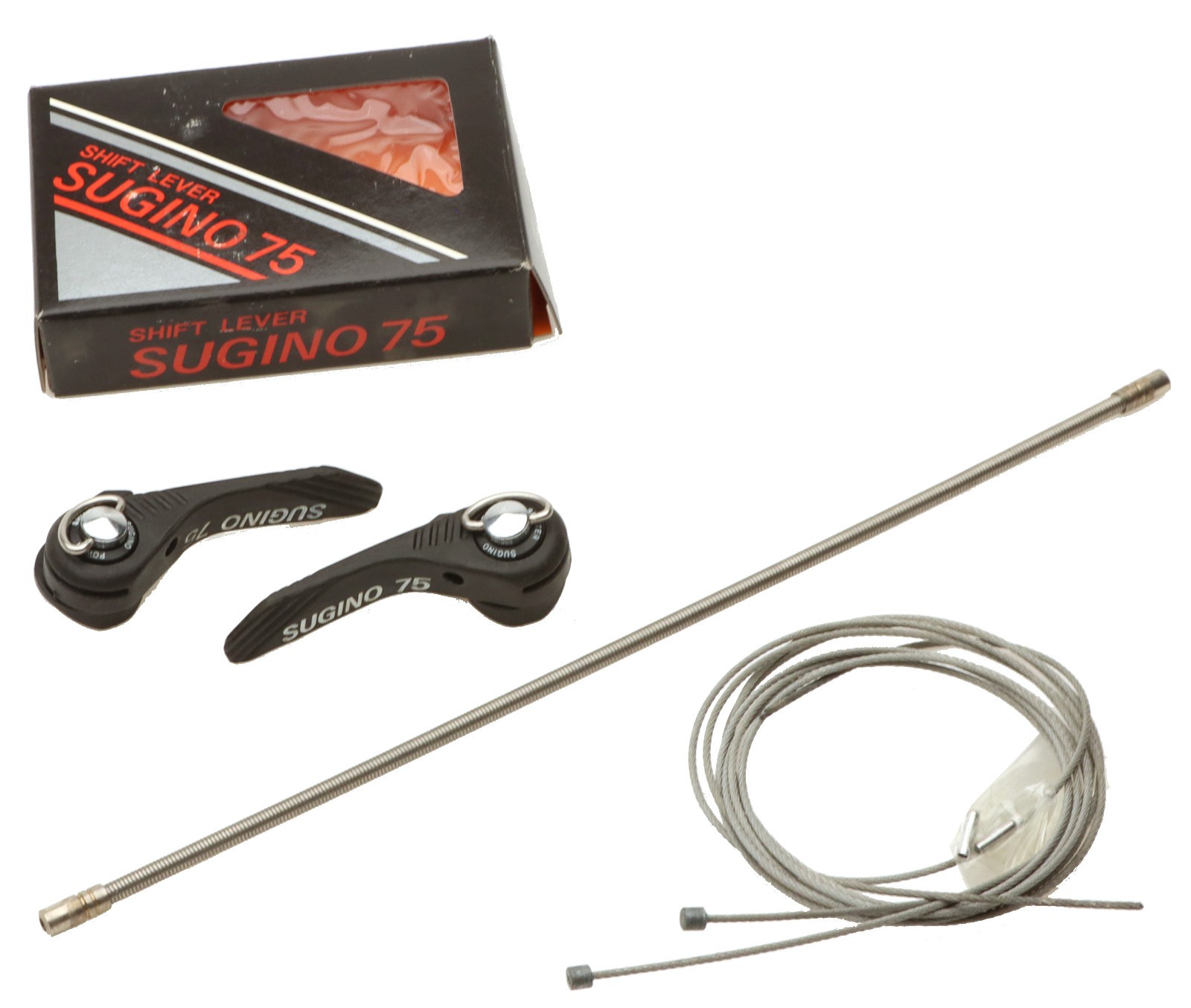 Sugino 75 Power Shifter Ratchet Downtube Shift Levers w/ Cables Black NOS