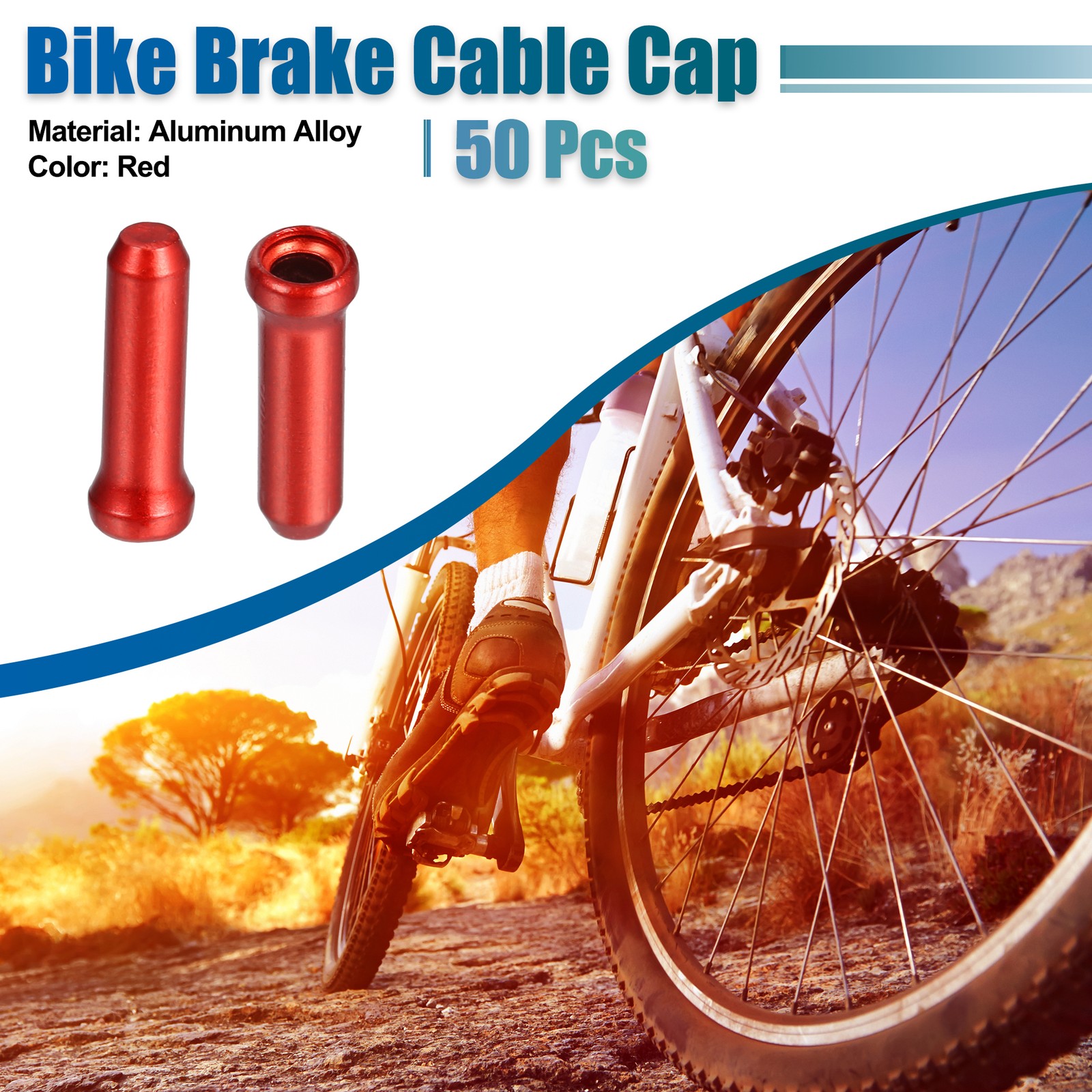 50pcs Bike Brake Cable Cap Bicycle Shifter Brake Gear Inner Cable Cap Red
