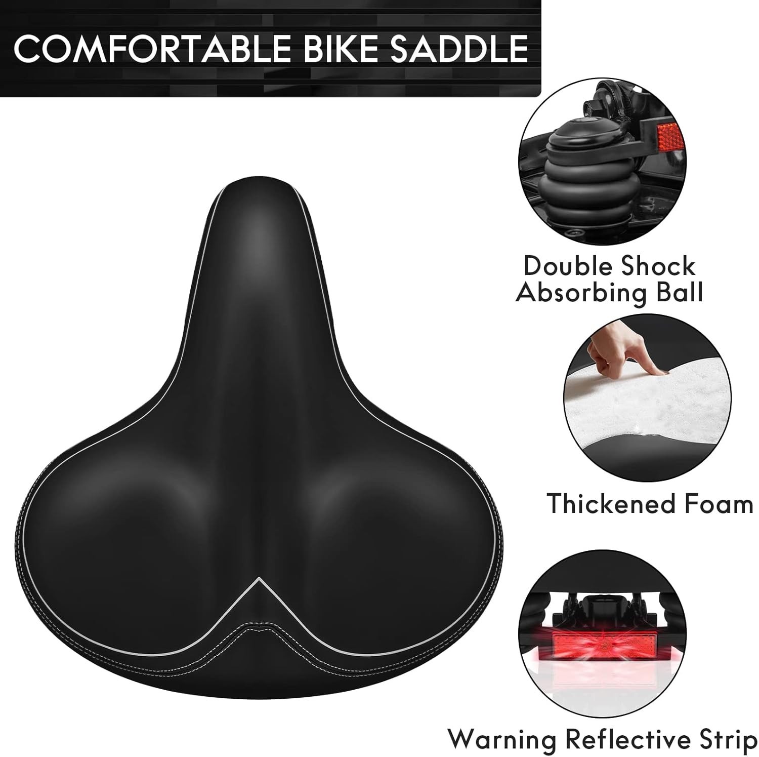 Oversized Bike Seat, Wide Bicycle Seat for Women Men Comfort, Universal Water…