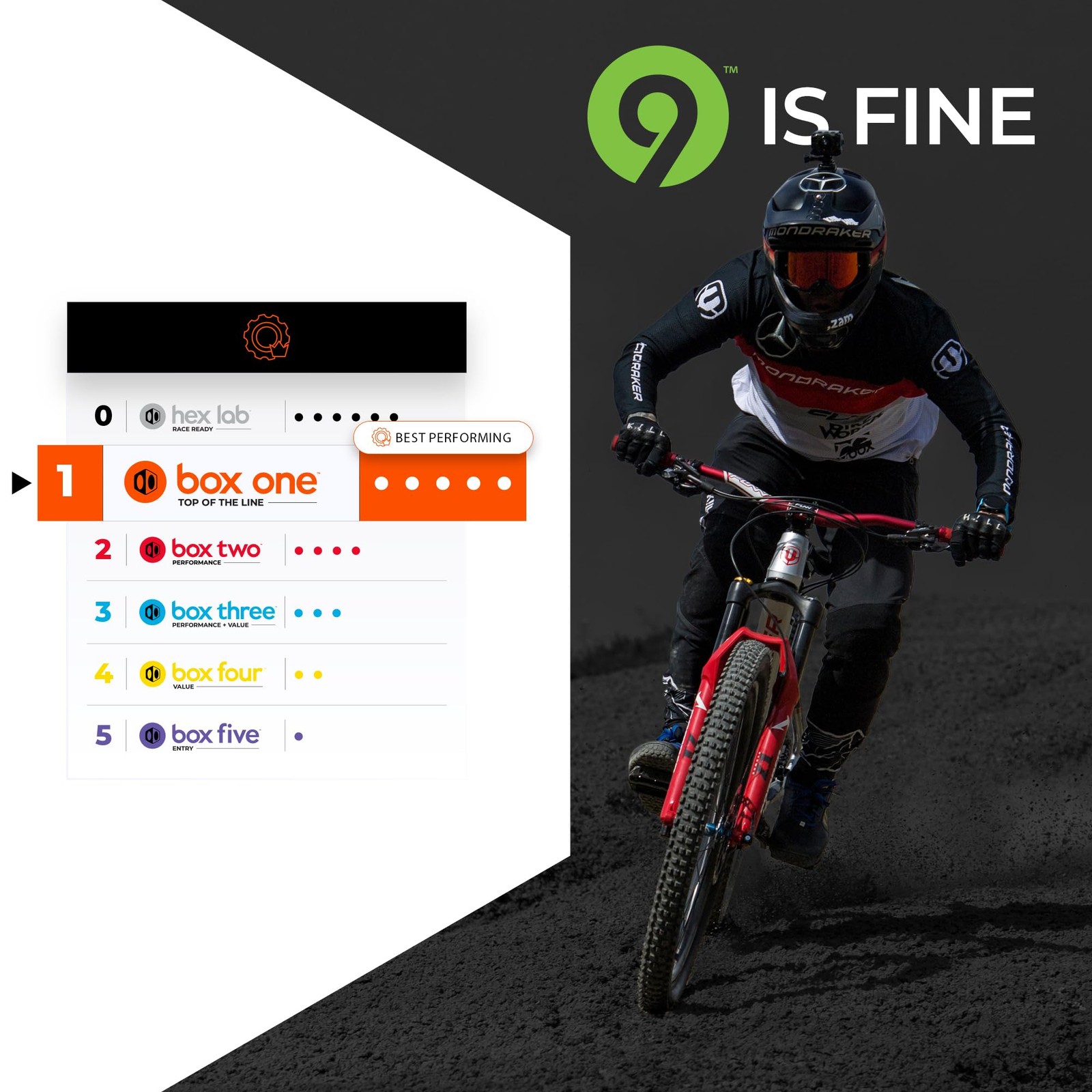 Box One Premium 9 Mountain Bike Chain 126L Finish Dlc Black Over Nickel