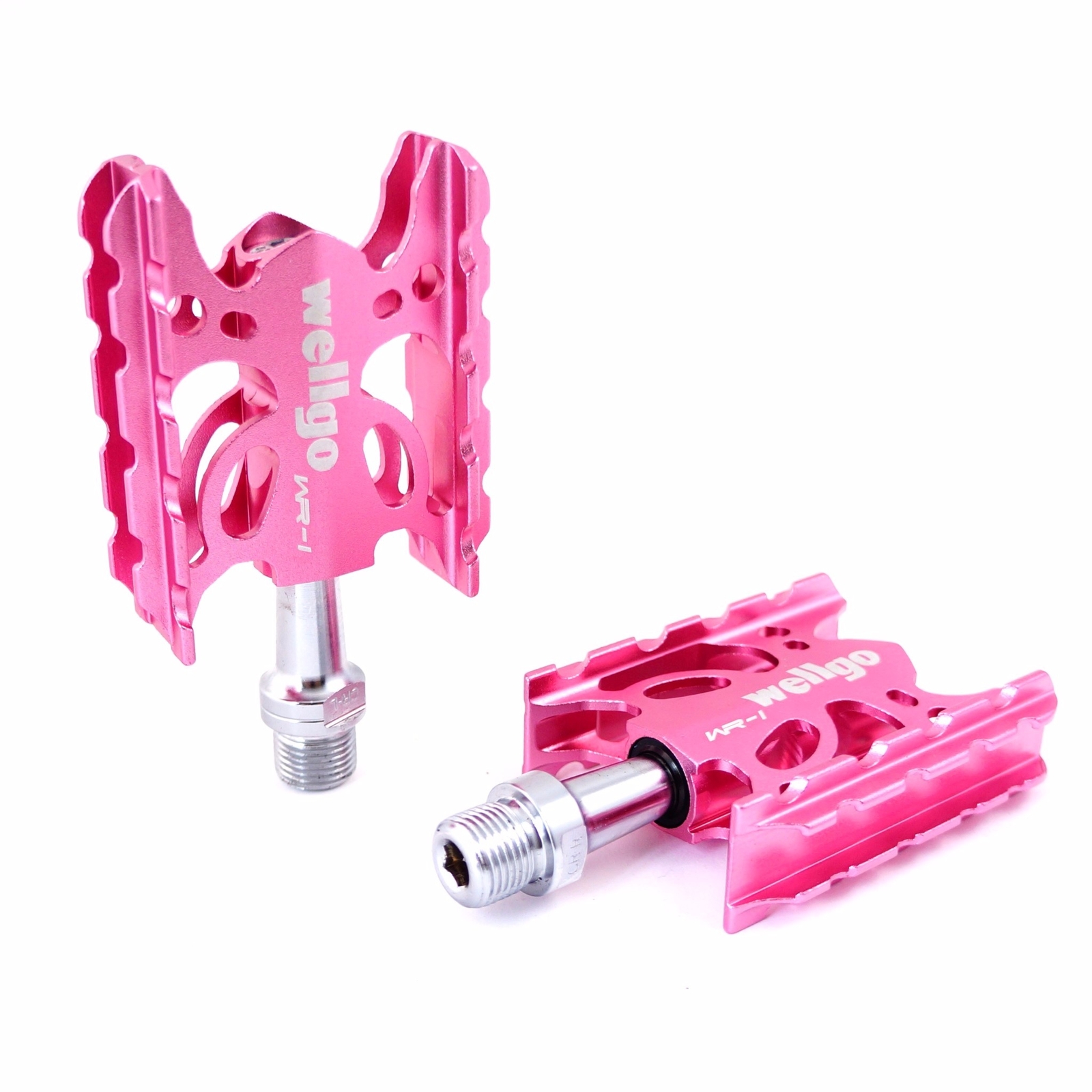 Wellgo WR-1 9/16″ Aluminum MTB Road Platform Bike Pedal-Black-Red-Gold-Pink-Gray