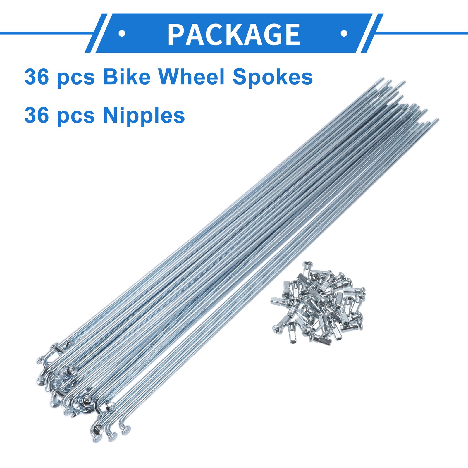 1 Set 12G 268mm Length Bicycle Spokes Nipple Carbon Steel Galvanized Universal