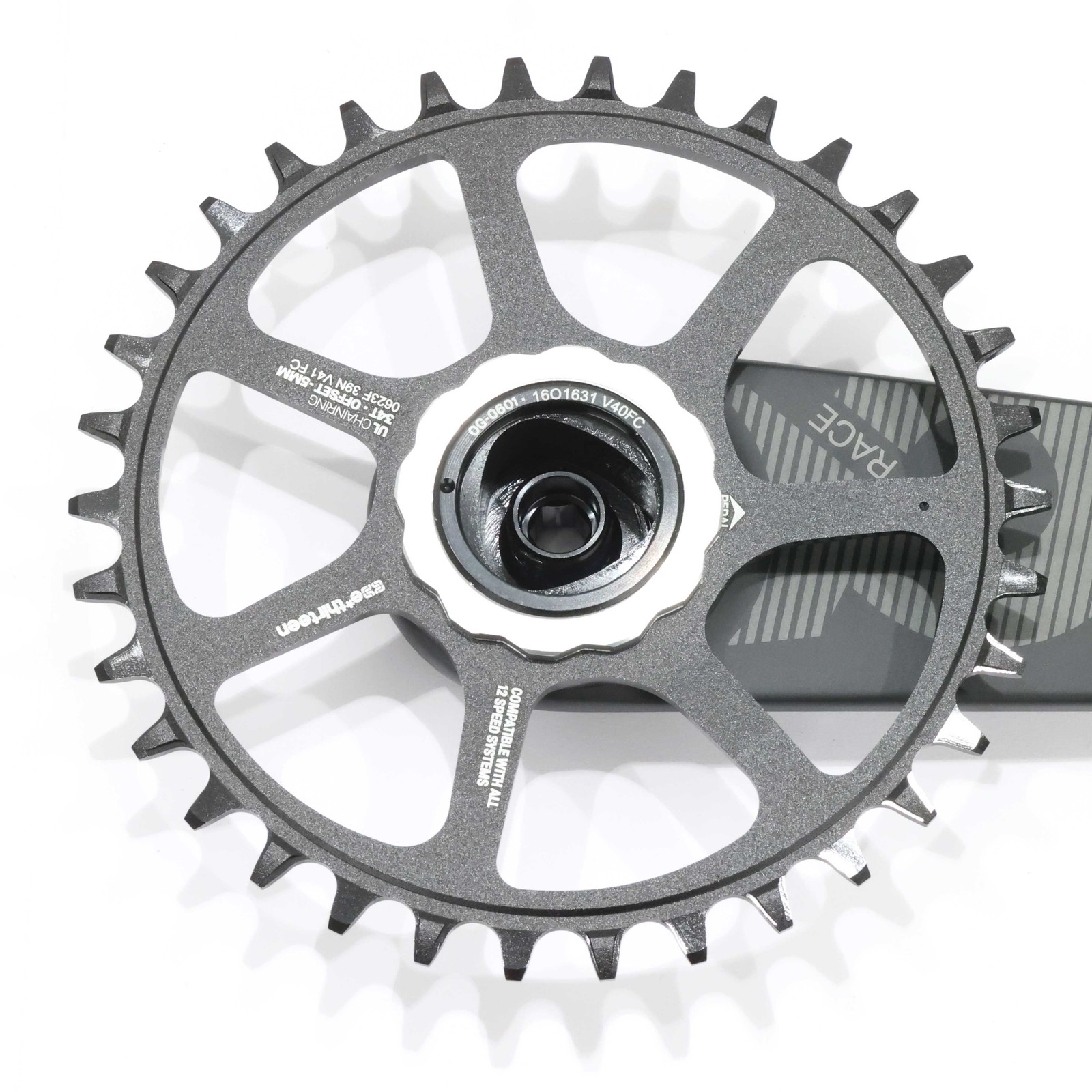 e*thirteen XCX Race Carbon Crankset, 175mm, 34T, Boost, 52mm CL, 30mm Spindle