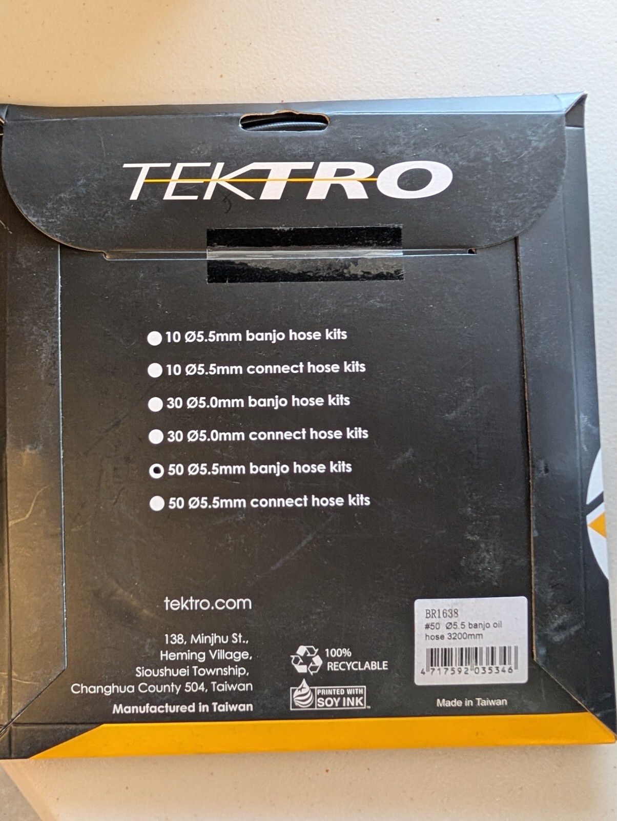 Tektro, Banjo Hose Kit, 5.5mm, 3200mm, Black, Kit