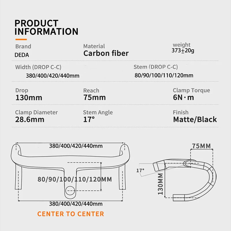 Road Bicycle Handlebars Integrated Carbon Fiber Handlebars 28.6mm with Spacers