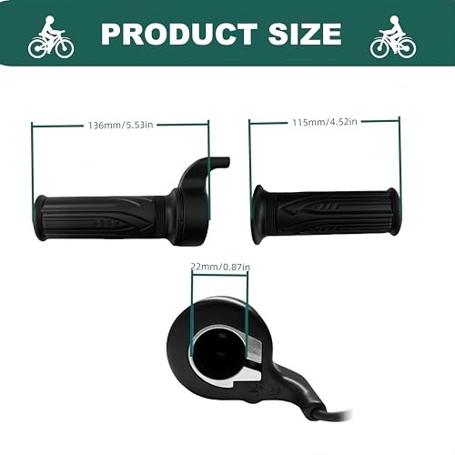 Ebike Full Twist Throttle 12V-72V, 3 Pin SM Connector Ebike Throttle with 71″