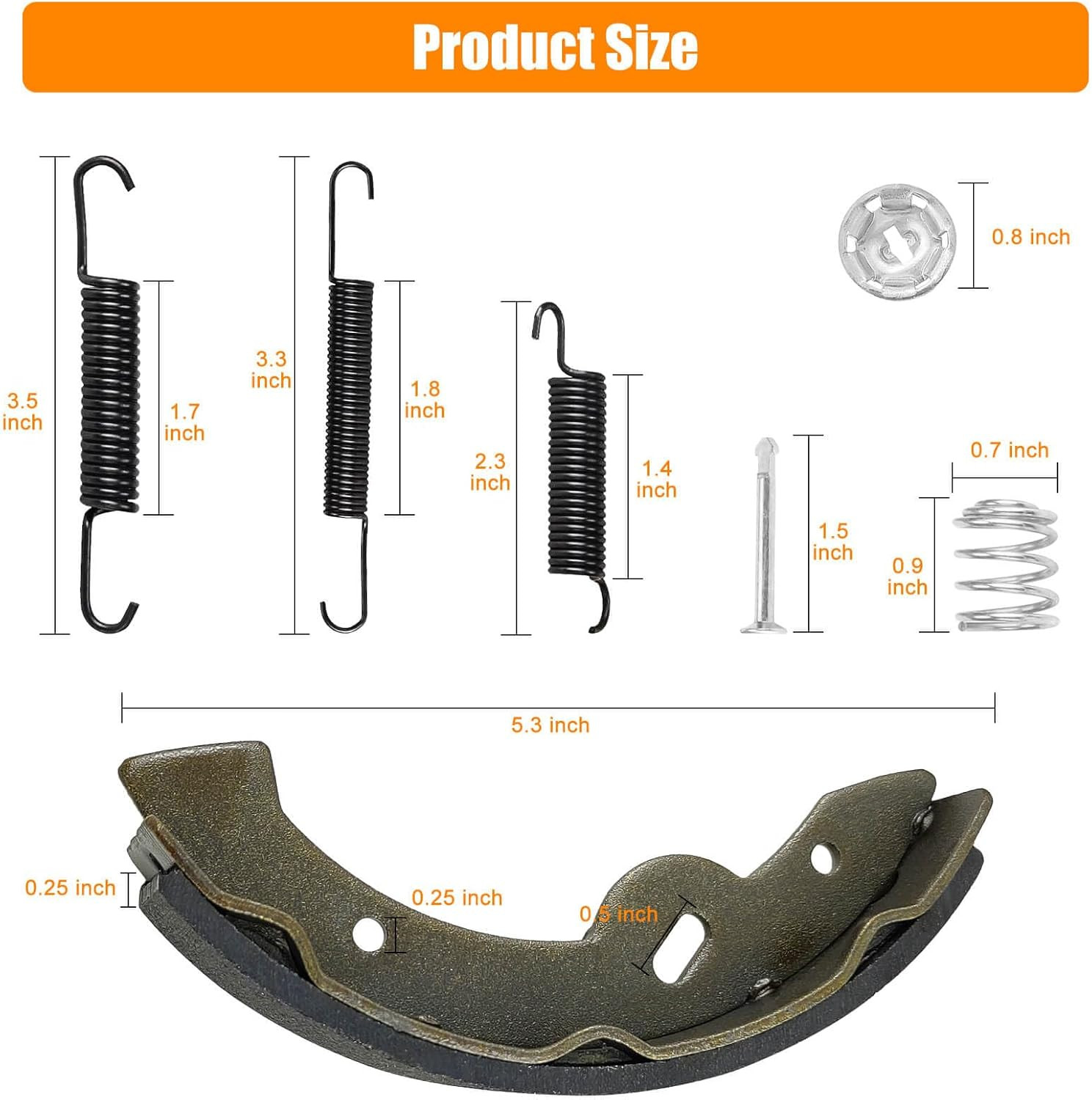 EZGO Brake Shoes Pads Spring Kit Fit EZGO Txt/Medalist 1997–2008, ST350 Gas 2000