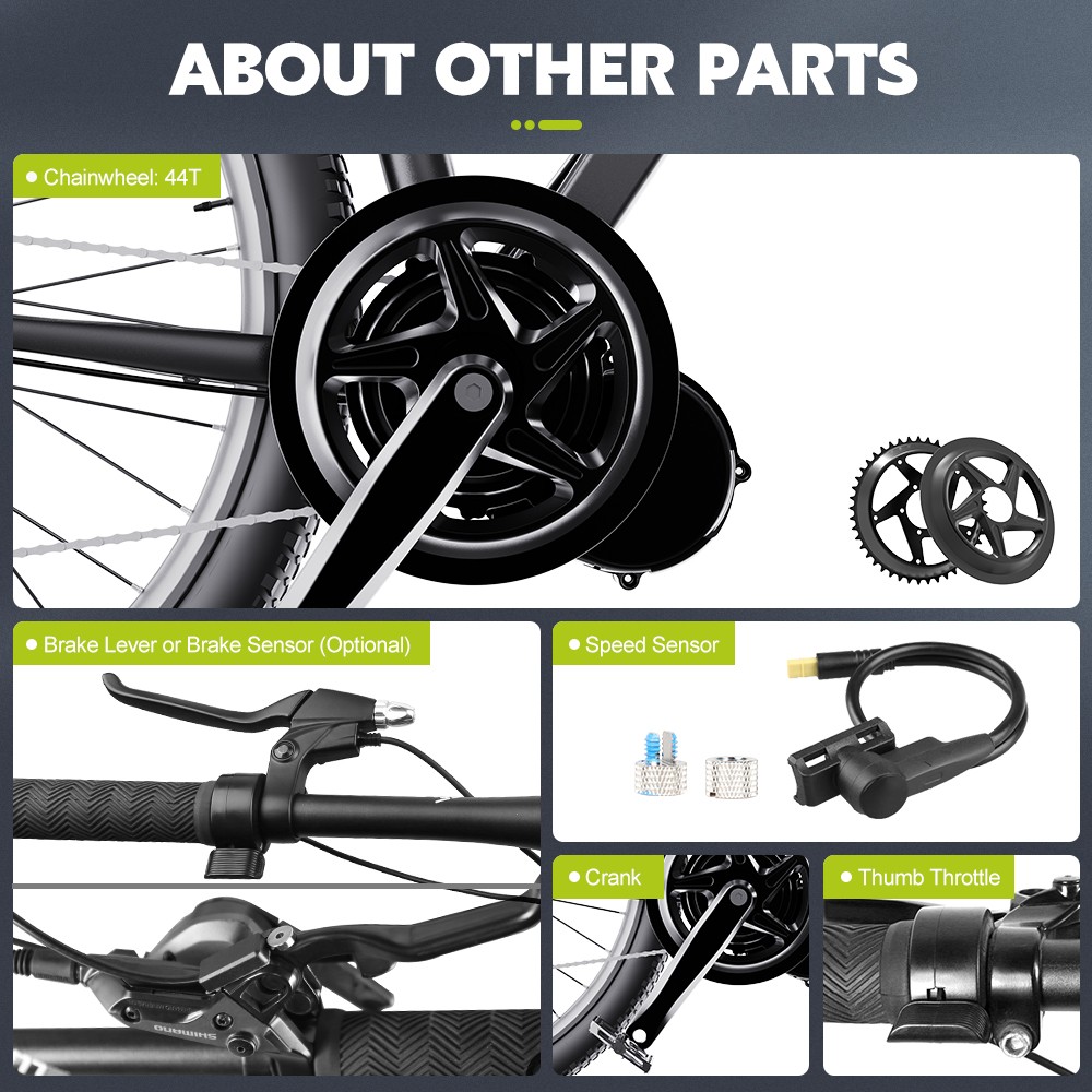 48V 500W 750W 1000W Tongsheng Mid Drive Motor Torque Sensor EBike Conversion Kit