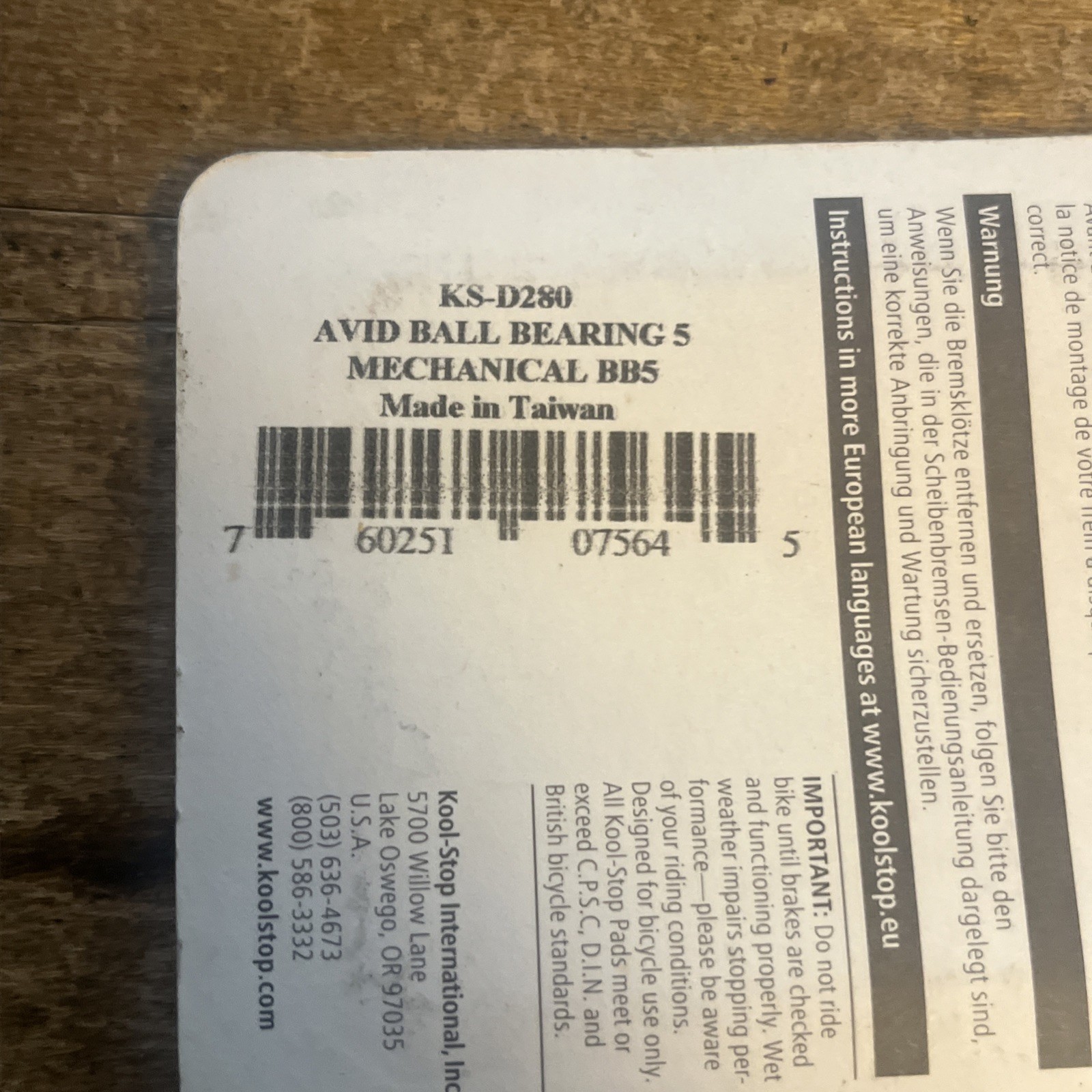 New In Box Kool Stop Avid BB5 Disc Brake Pads