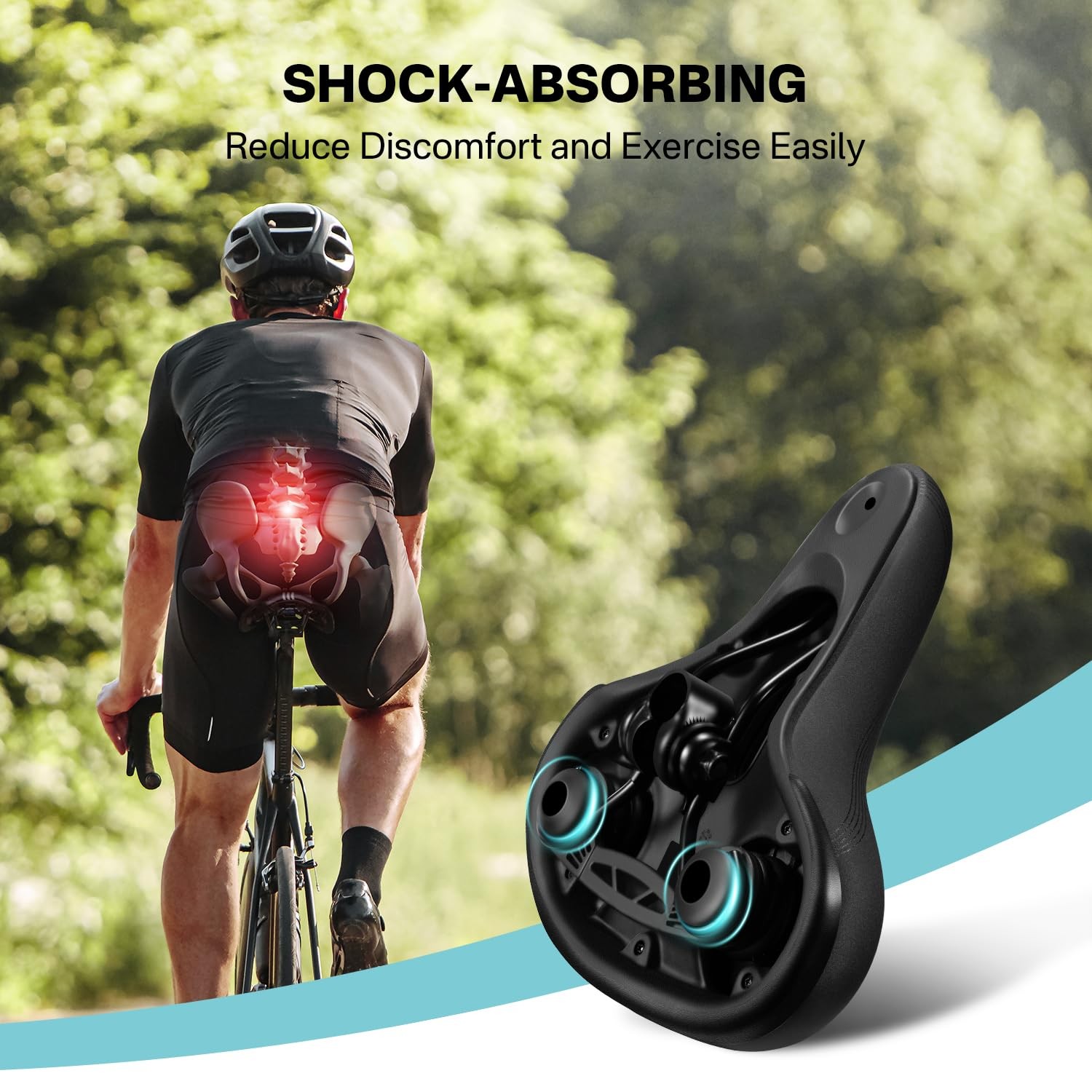 Waterproof Bike Saddle with Memory Foam, Comfort Bicycle Saddle Seat Cushion …
