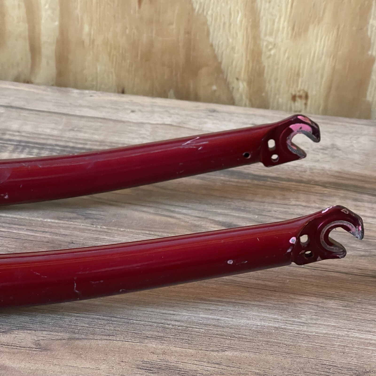 Vintage Chromoly MTB Fork 26 1 1/8 Threaded 136mm 390mm AtoC Dark Red