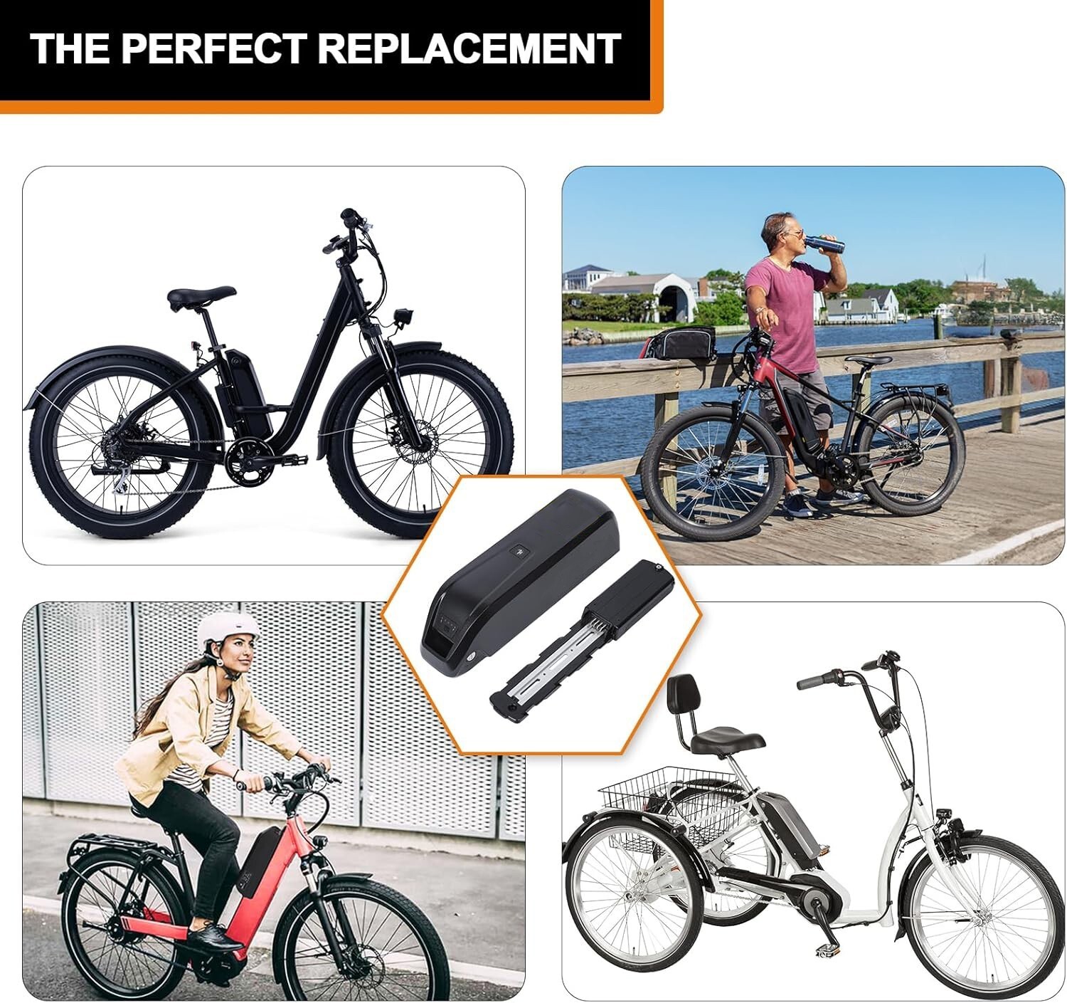 48V 15Ah Ebike Battery for ≤1500W Motor Electric Bike Lithium Battery Lockable