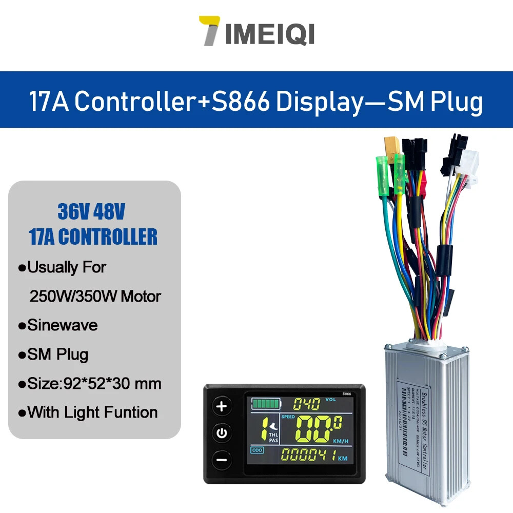 Three-Mode E-bike Sine Wave Controller 36V 48V 17/26/30/40A with LCD Display