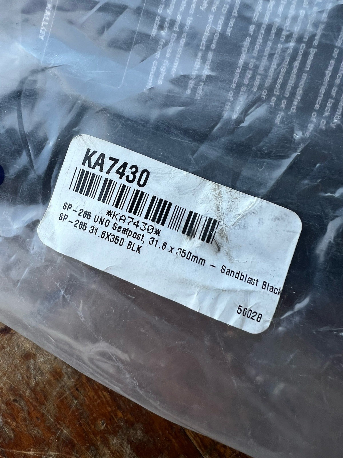 Kalloy UNO Seatpost SP-265 31.6mm x 350mm Sandblast Black Aluminum