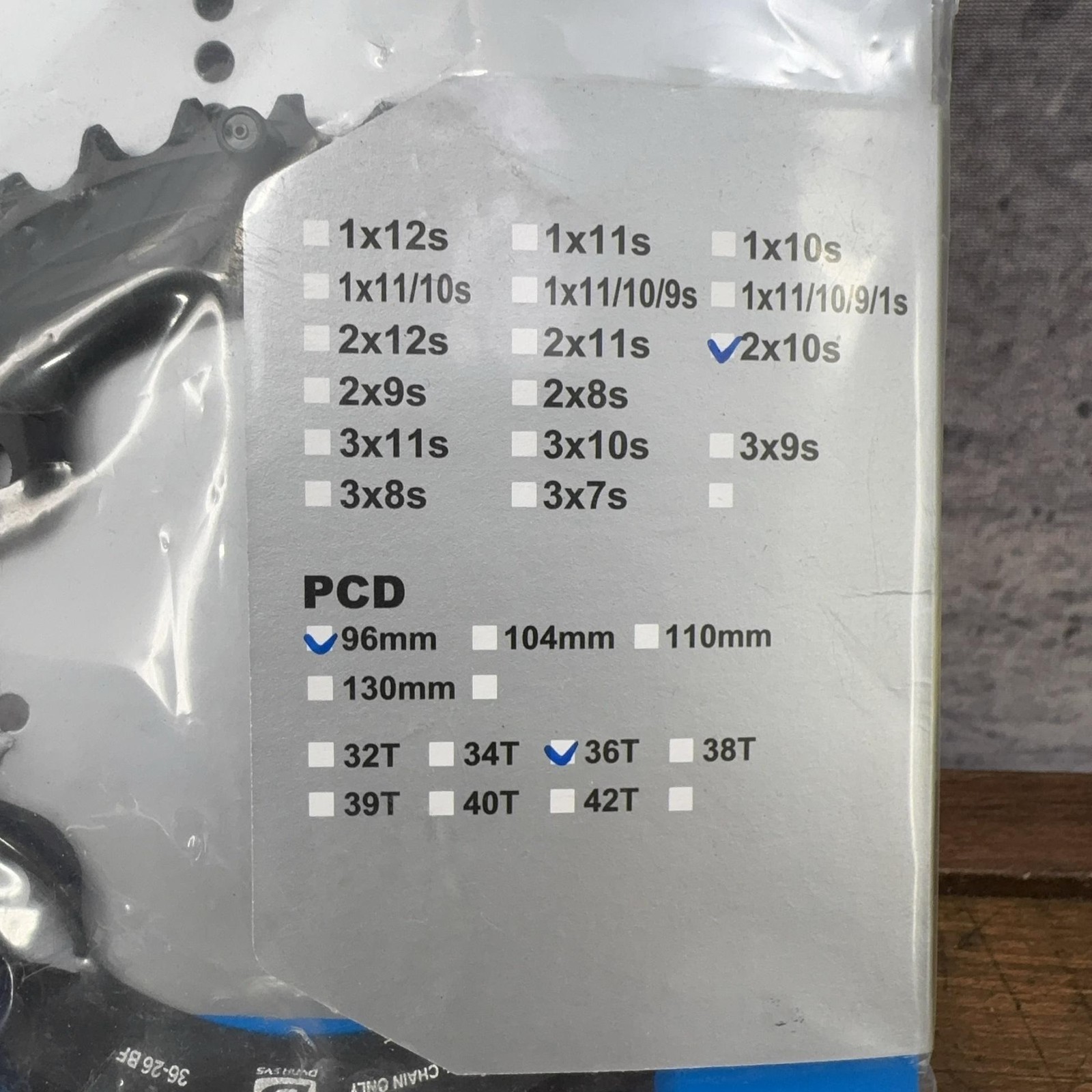 Shimano Deore 36T Chainring 96 BCD 4-Arm Asymmetrical MTB HG-X 2x10s 36 Tooth