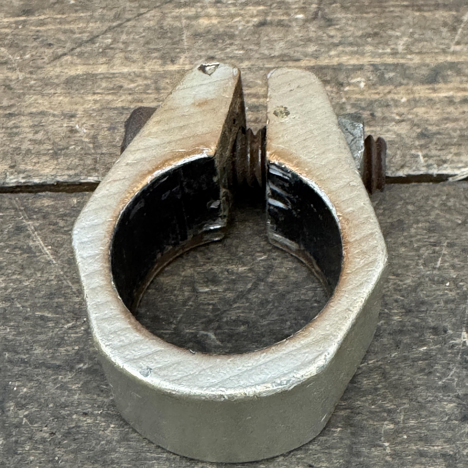 Vintage BMX Bike Seatpost Clamp Collar 25.4mm Black Faded Gold Alloy 45g
