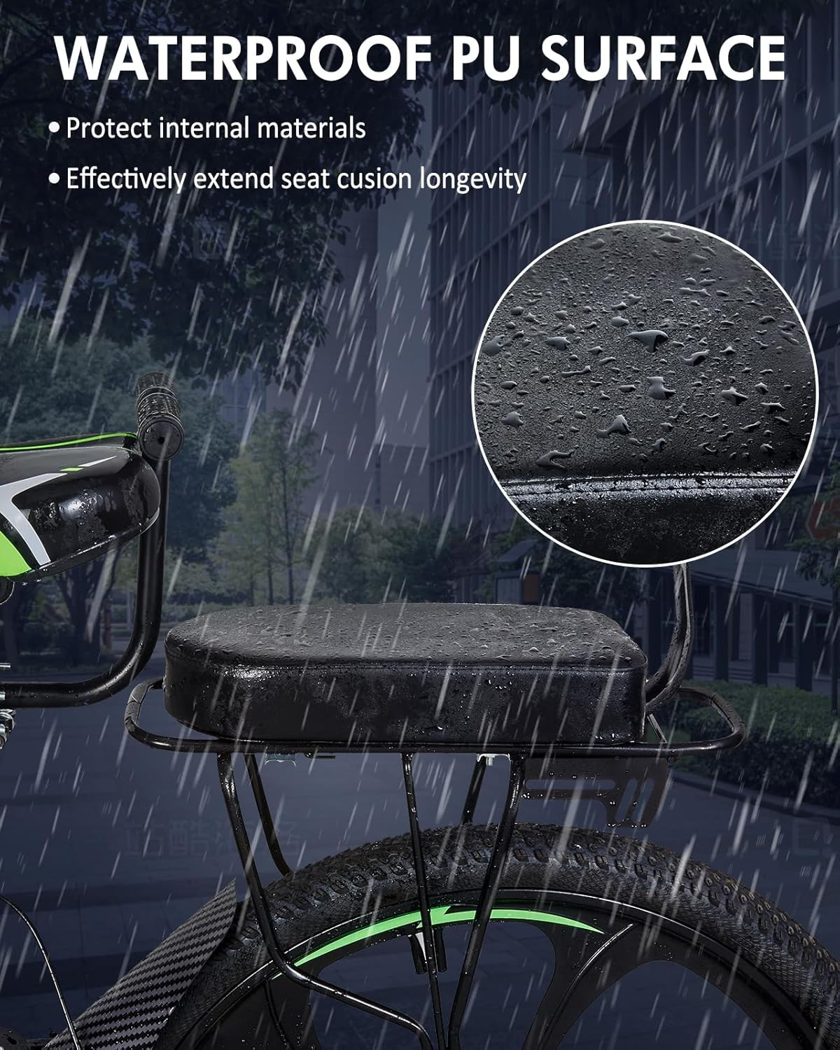 Kids Bike Seat Set, Comfort Bike Seat with Backrest, Wide Child Bicycle Rear Sea