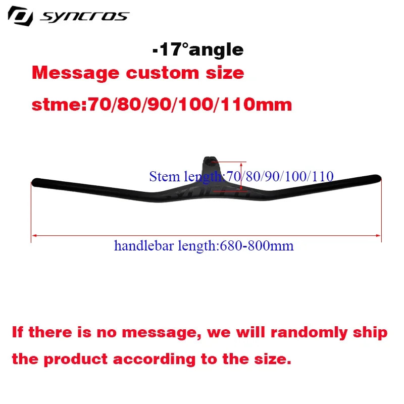 SYNCROS Mtb Handlebars 28.6Mm -17 Degree Carbon Integrated Cockpit Handlebar for