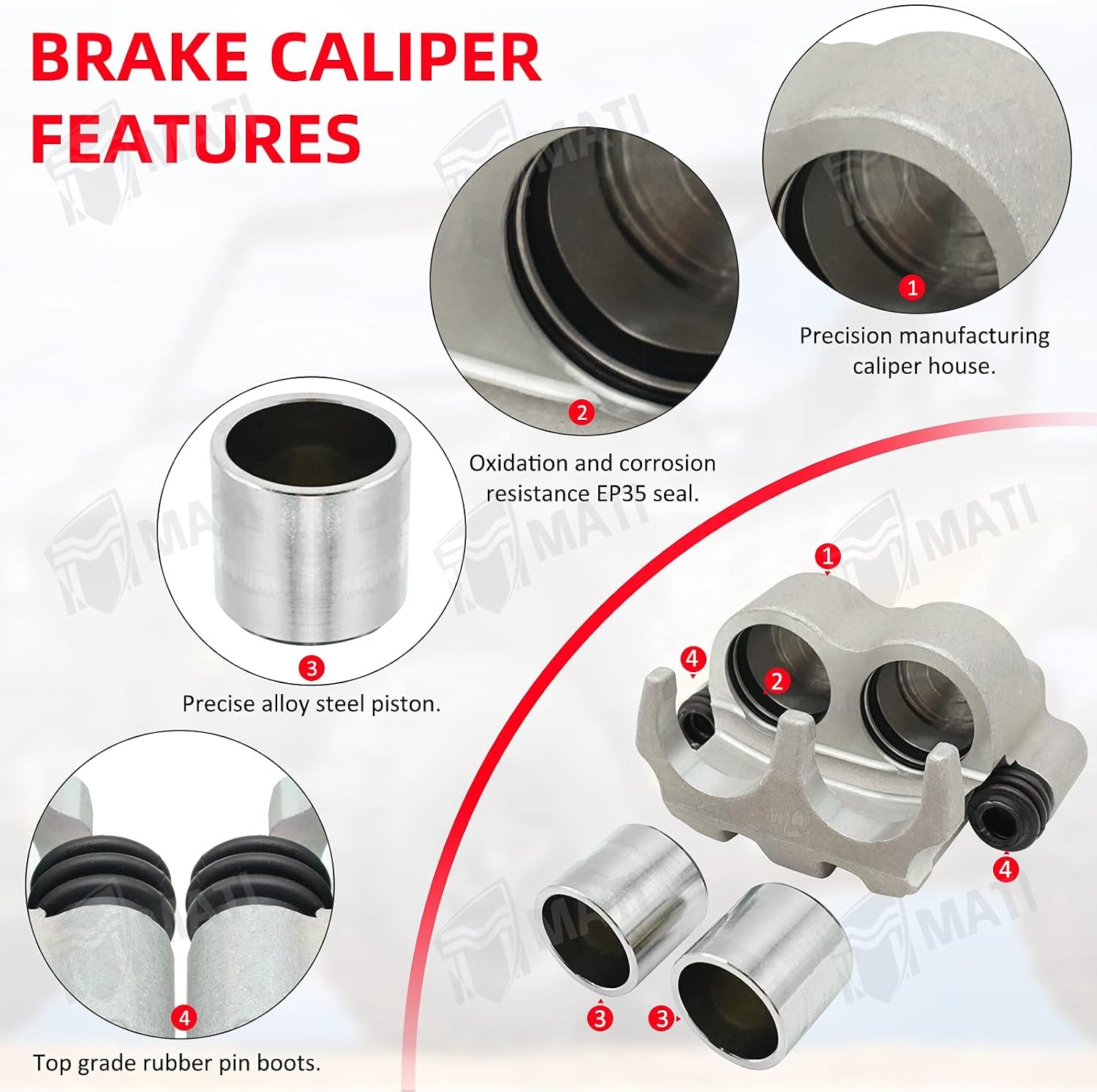 Front Left Right Brake Caliper Set with Pads without Mounting Bracket for