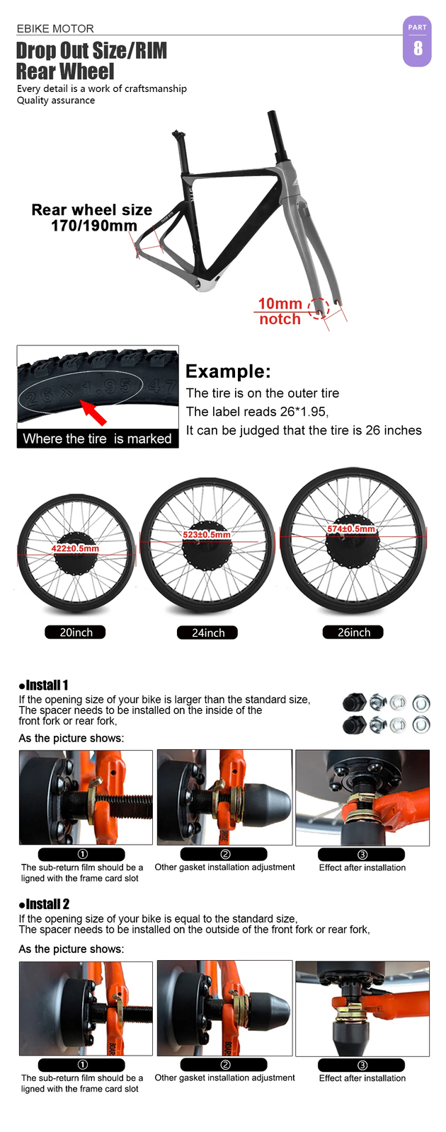 48V 1000W-5000W 20 24 26in Snow Fat Tire Electric Bike Brushless Rear Hub Motor