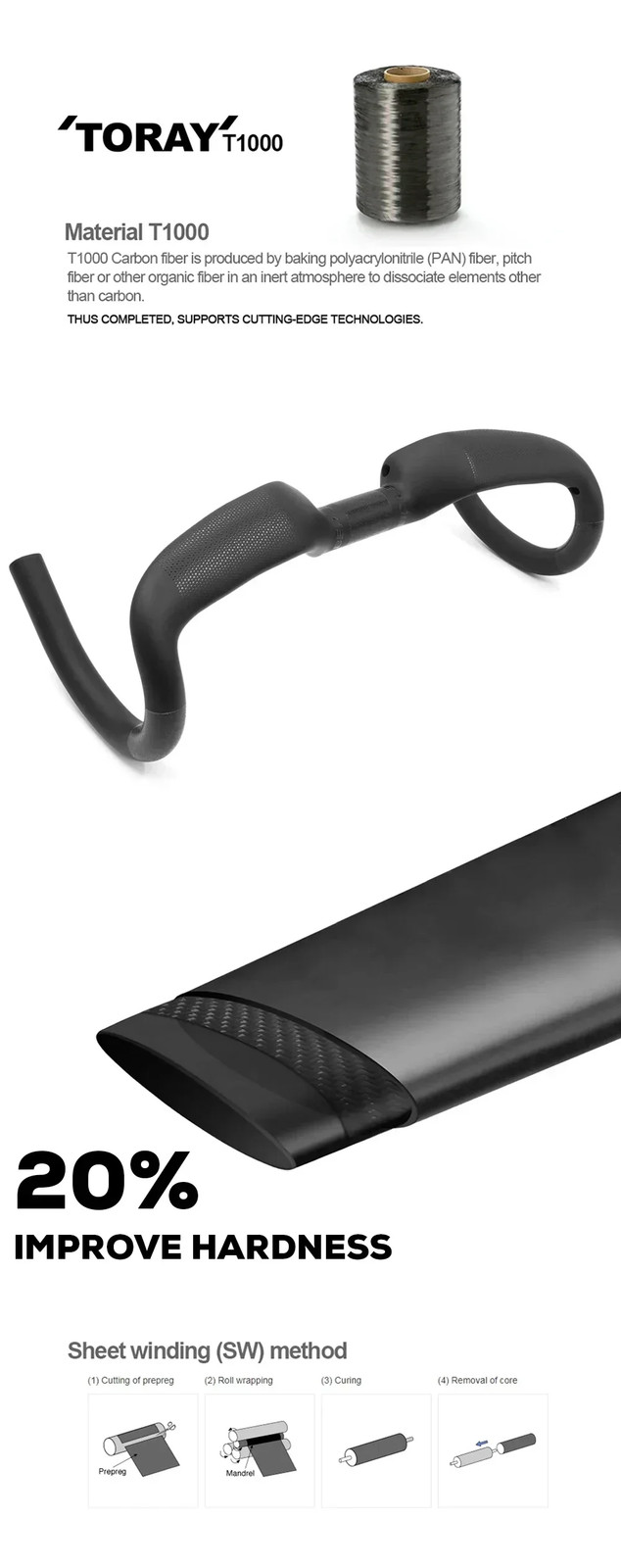 Full Carbon Gravel Bike Integrated Handlebar 30mm Rise 400mm 420mm 440mm Width
