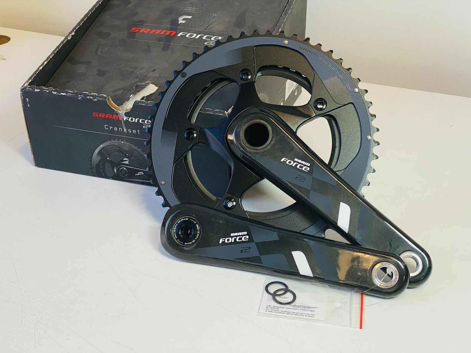 SRAM Force 22 Carbon Fiber 2x11s 172.5mm GXP Crankset 53/39t NOS w/o BB