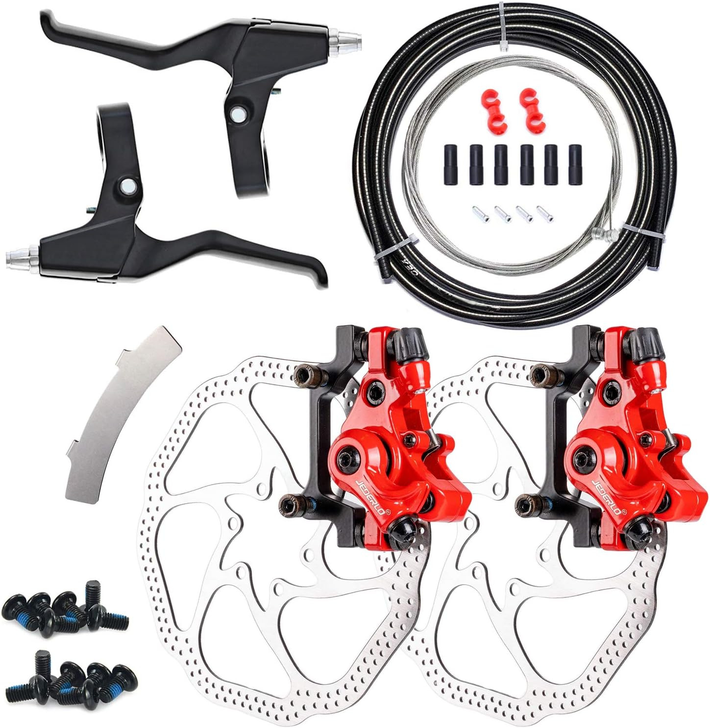 Mechanical Bike Disc Brake Kit, Including Front and Rear Caliper, Brakes Cables,