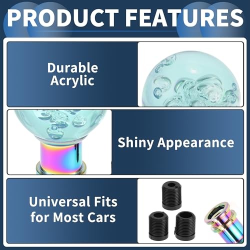 Car Shift Knob, 9cm Universal for Automatic and Manual Vehicle Gear Light Blue
