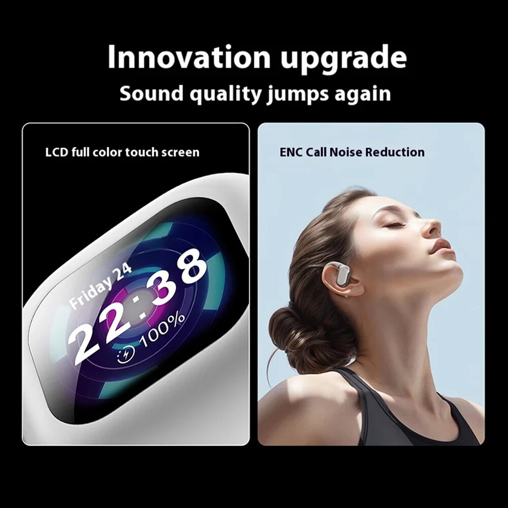 Bluetooth 5.4 Headphones Wireless Earbuds Open-Ear Sport Headset Touch Screen