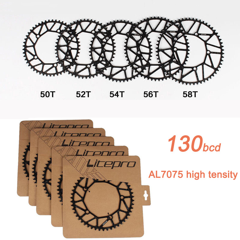 Litepro Folding Bike Chain Wheel 130BCD 52/54/58T Single Chainring ​​Narrow Wide