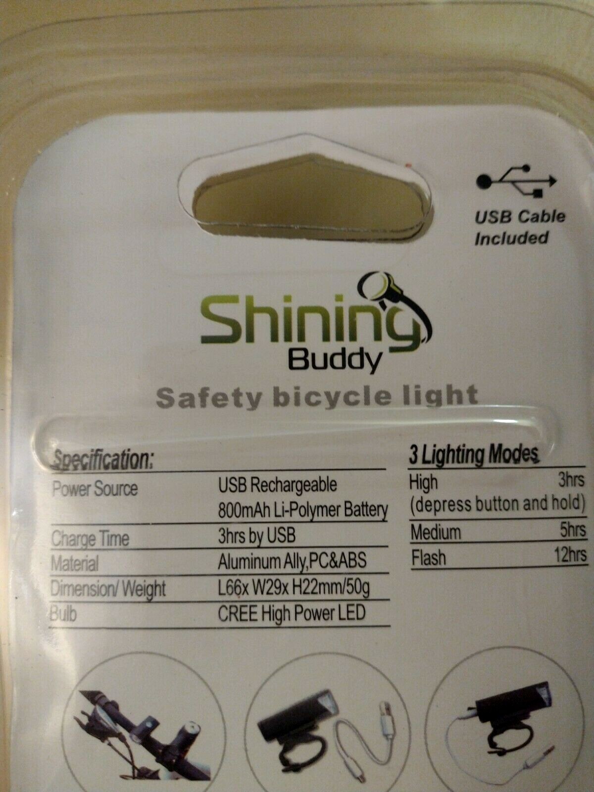 Bicycle Bike Headlamp Bright Cree Brand New CREE LED LIGHT High Low Flash Modes