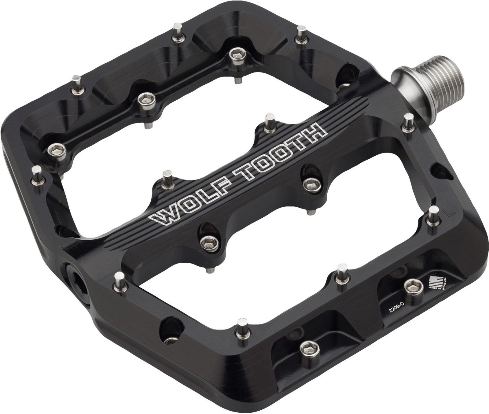 Wolf Tooth Waveform Pedals Aluminum MTB Flat Dual Concave Grip, Black