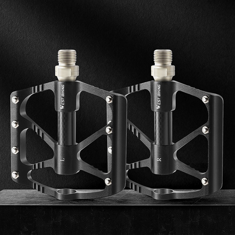 WEST BIKING Bicycle Pedals Carbon Fiber Axle 3 Bearing Aluminum Bike Flat Pedals