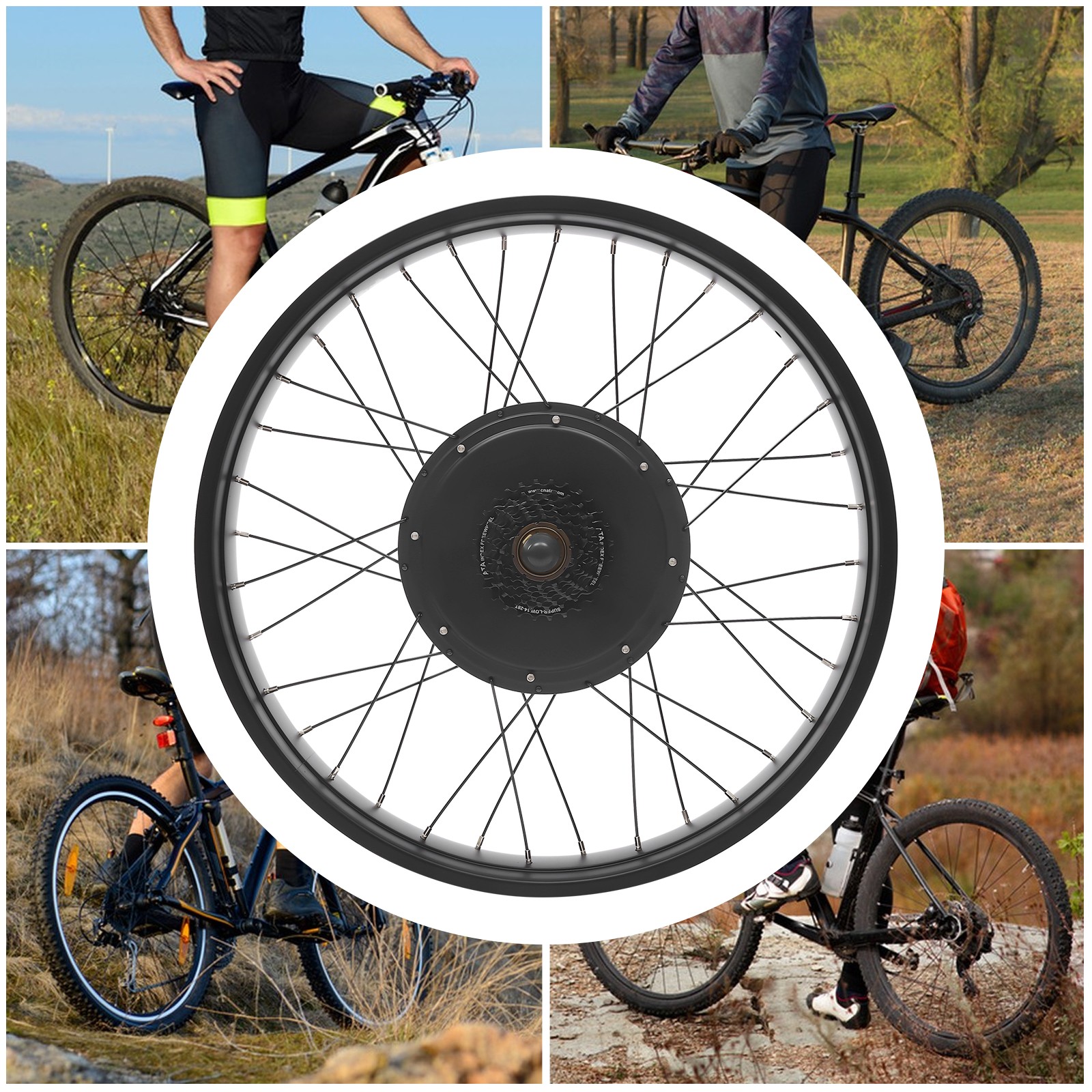 26″ Electric Bicycle Conversion Kit Fat Tire E-Bike Rear Hub Motor LCD 48V 1000W