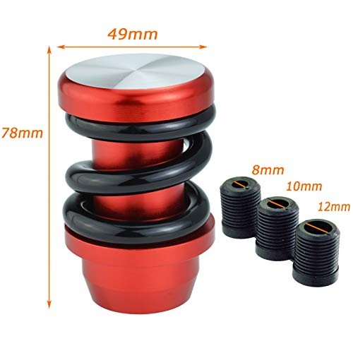 Spring Shifter Knob, Aluminium Alloy Gear Stick Head Manual Auto Black and red