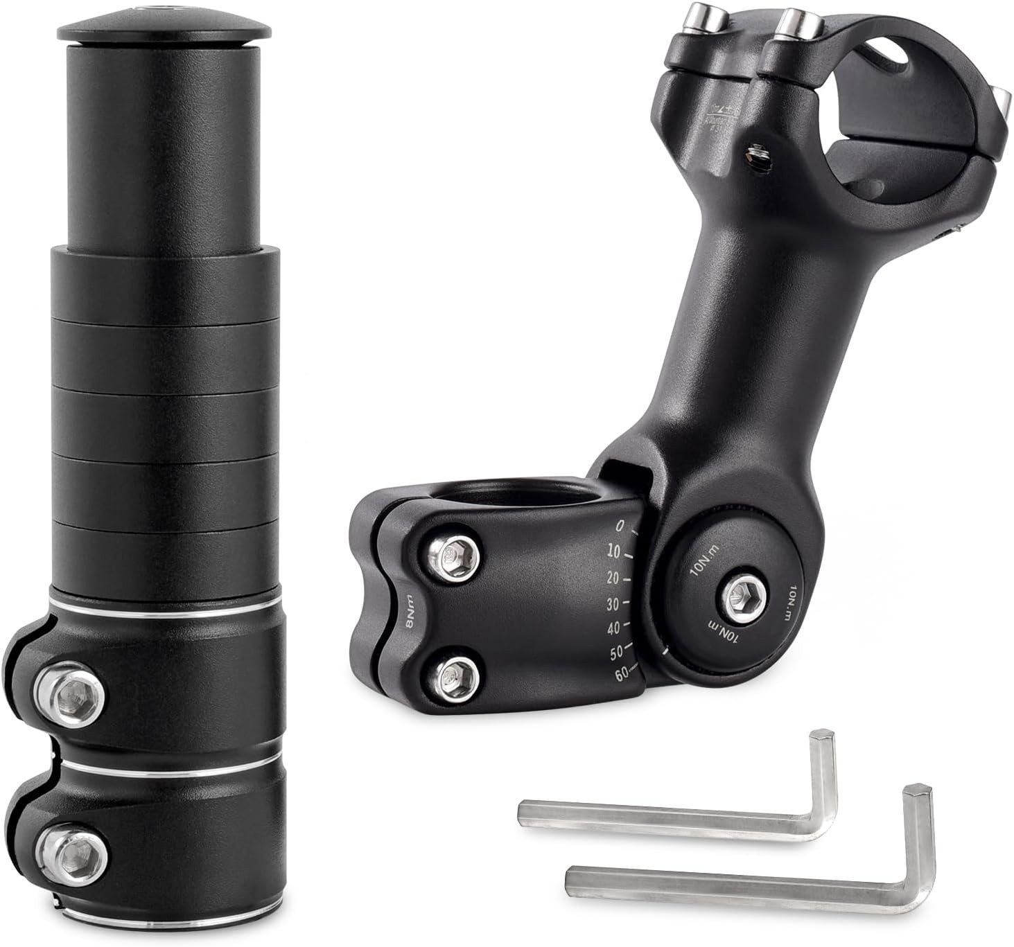 Adjustable Bike Stem Riser, Bike Handlebar Extender Set 31.8Mm 60° for Mountain