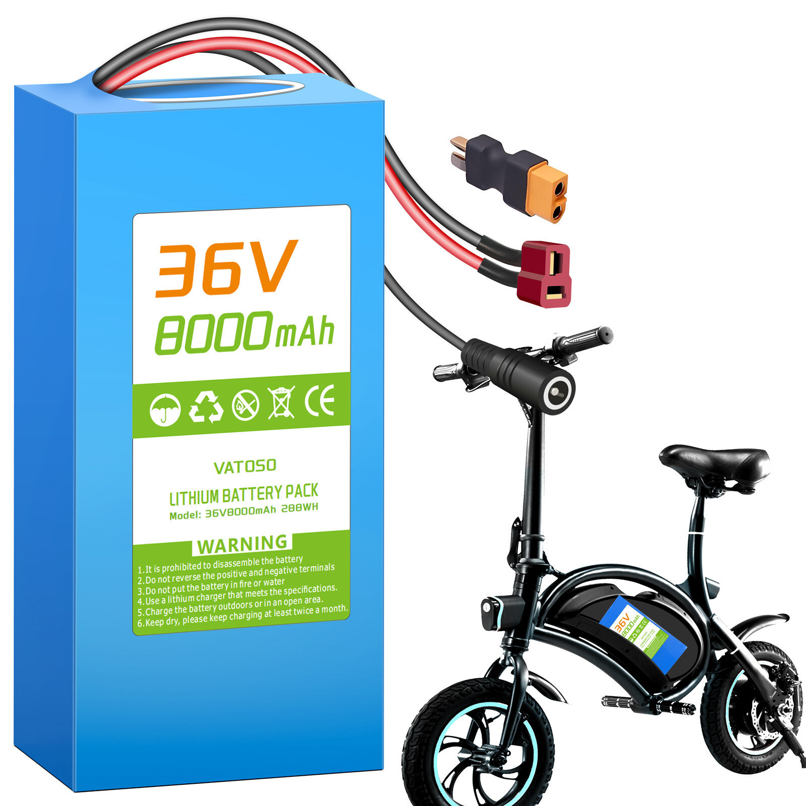 36V 8AH Ebike Battery Lithium for 100W-500W Ebike Electric Bicycle