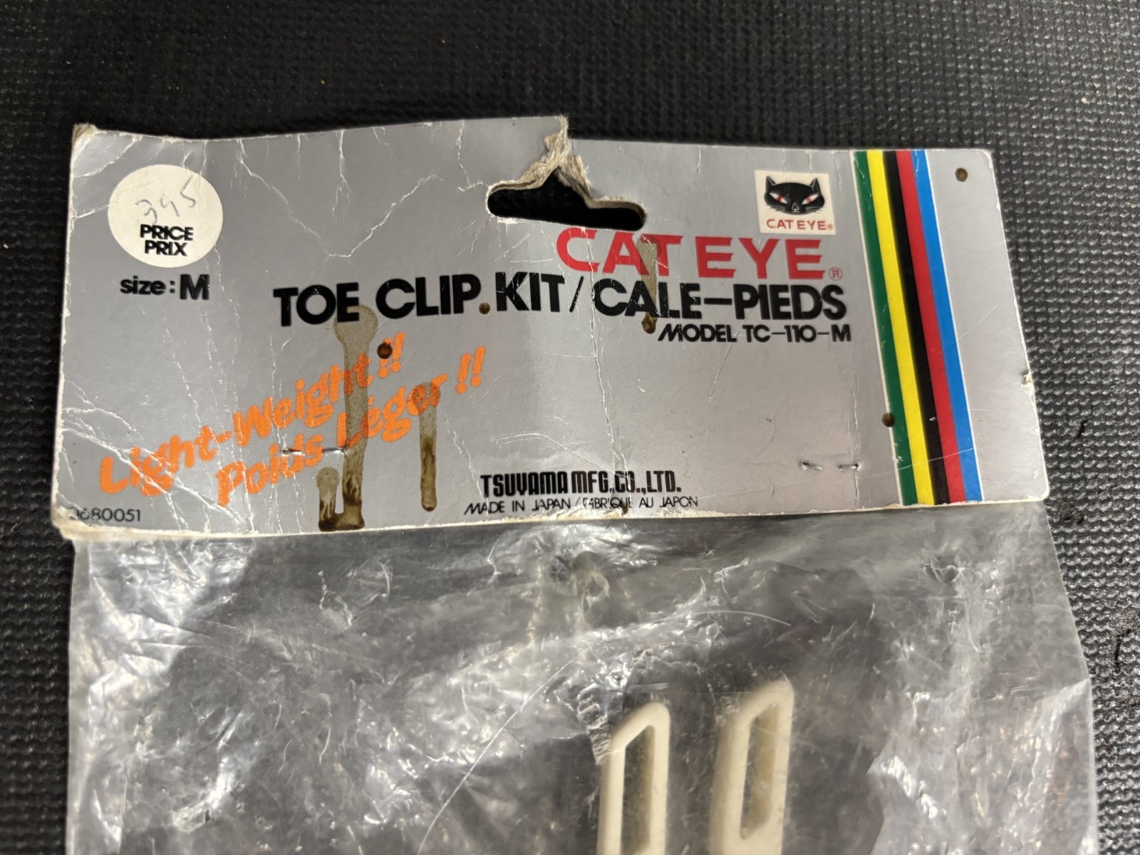 NOS Cateye Toe Clip Kit, white, medium mountain toe clips