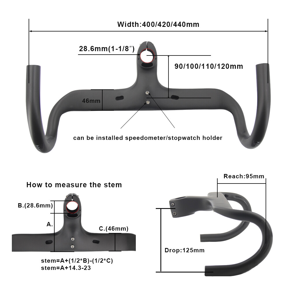 Carbon Road Bike Drop Bars Integrated Handlebars Stem Bicycle Handle Bar 400 120