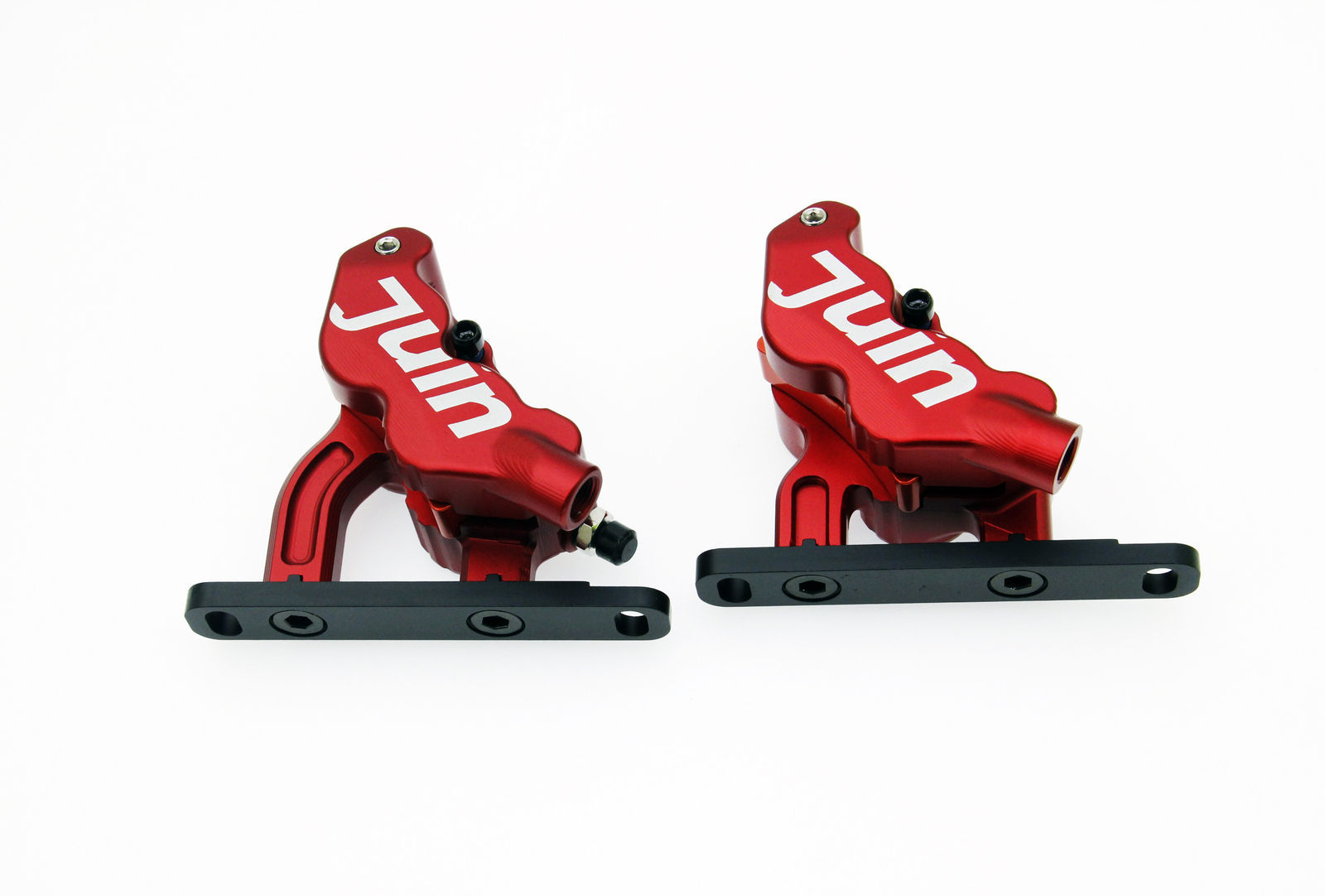 Red Juin Tech ETF 4-Piston Flat Mount Brakes For Shimano Mineral Oil 160mm Set