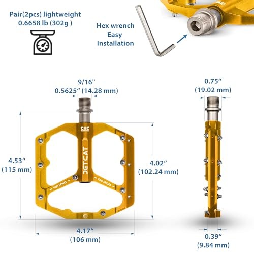 Mountain Bike Pedals Flat – MTB Pedals Flat, Bicycle Pedals, Road Bike gold