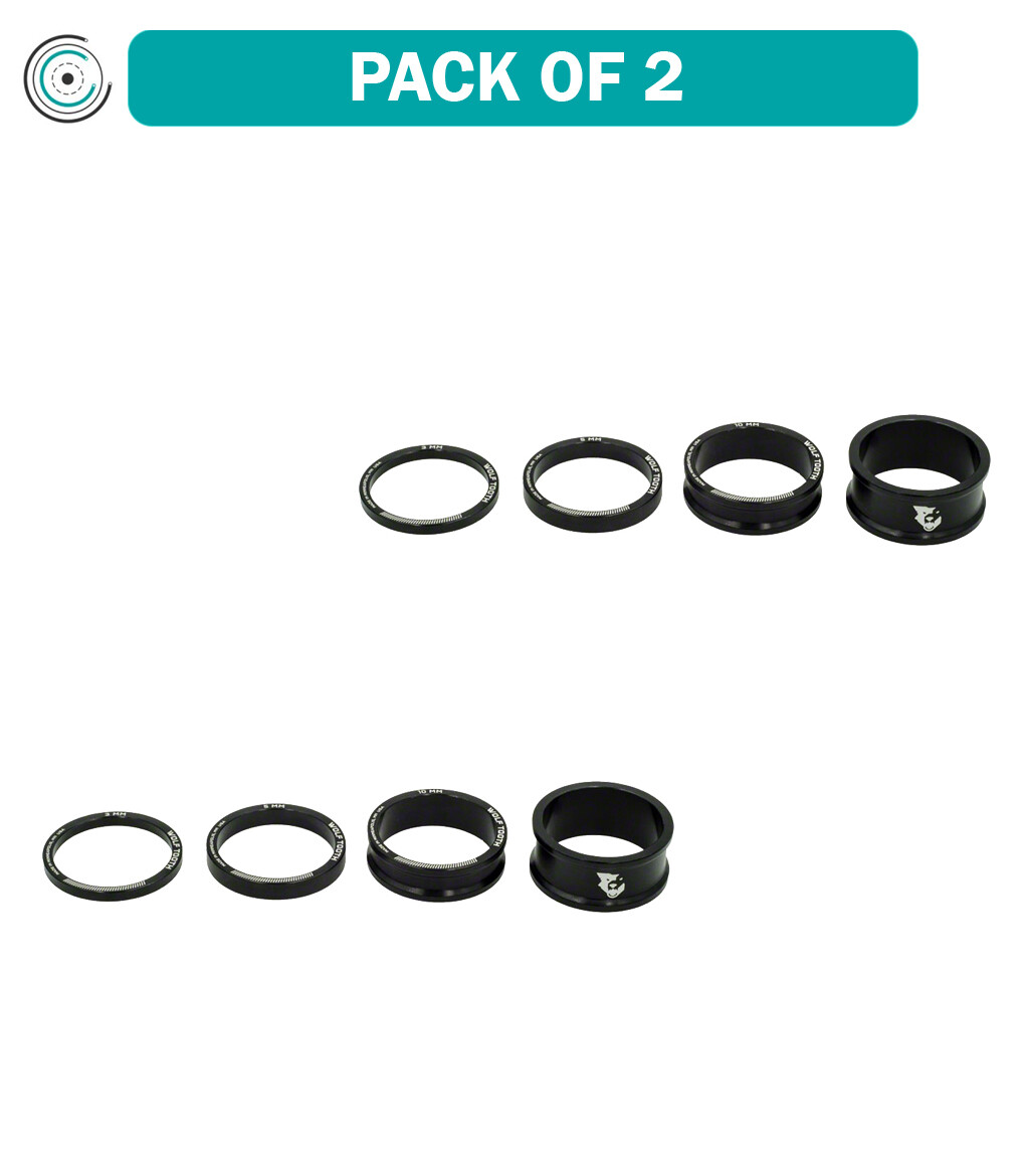 Pack of 2 Wolf Tooth Headset Spacer Kit 3, 5,10, 15mm, Black