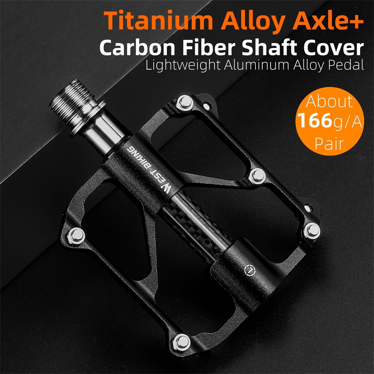 WEST BIKING 3 Bearings Bike Pedals Titanuim Axle Carbon Cover Bicycle Pedals