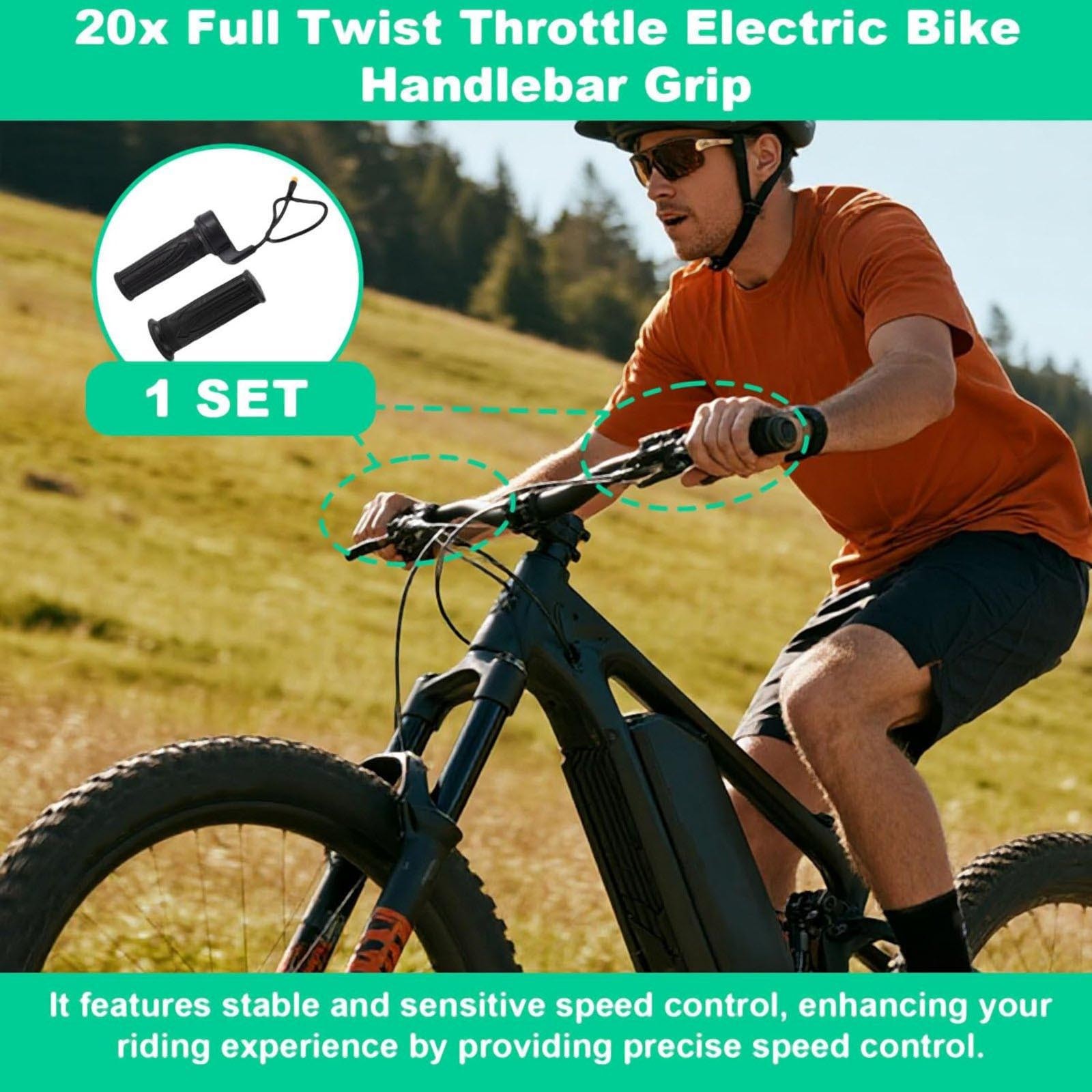 For Electric Bike Waterproof Full Twist Throttle Replacement Grip Kit 12V-72V