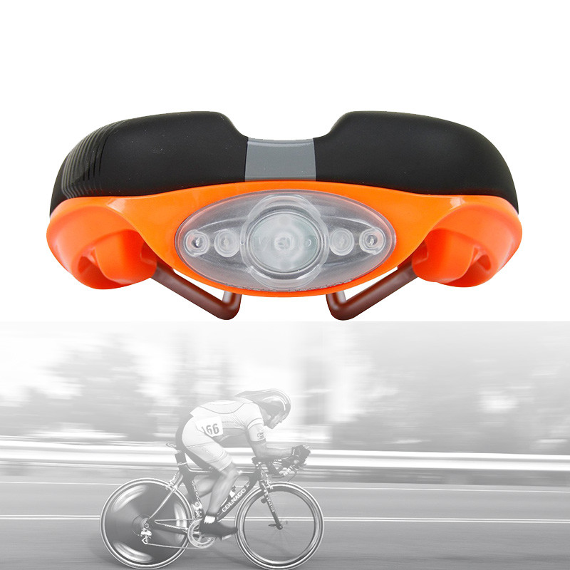 Velo LED Light Hybrid Bicycle Microfiber Seat Steel Rail Comfort Bike Gel Saddle
