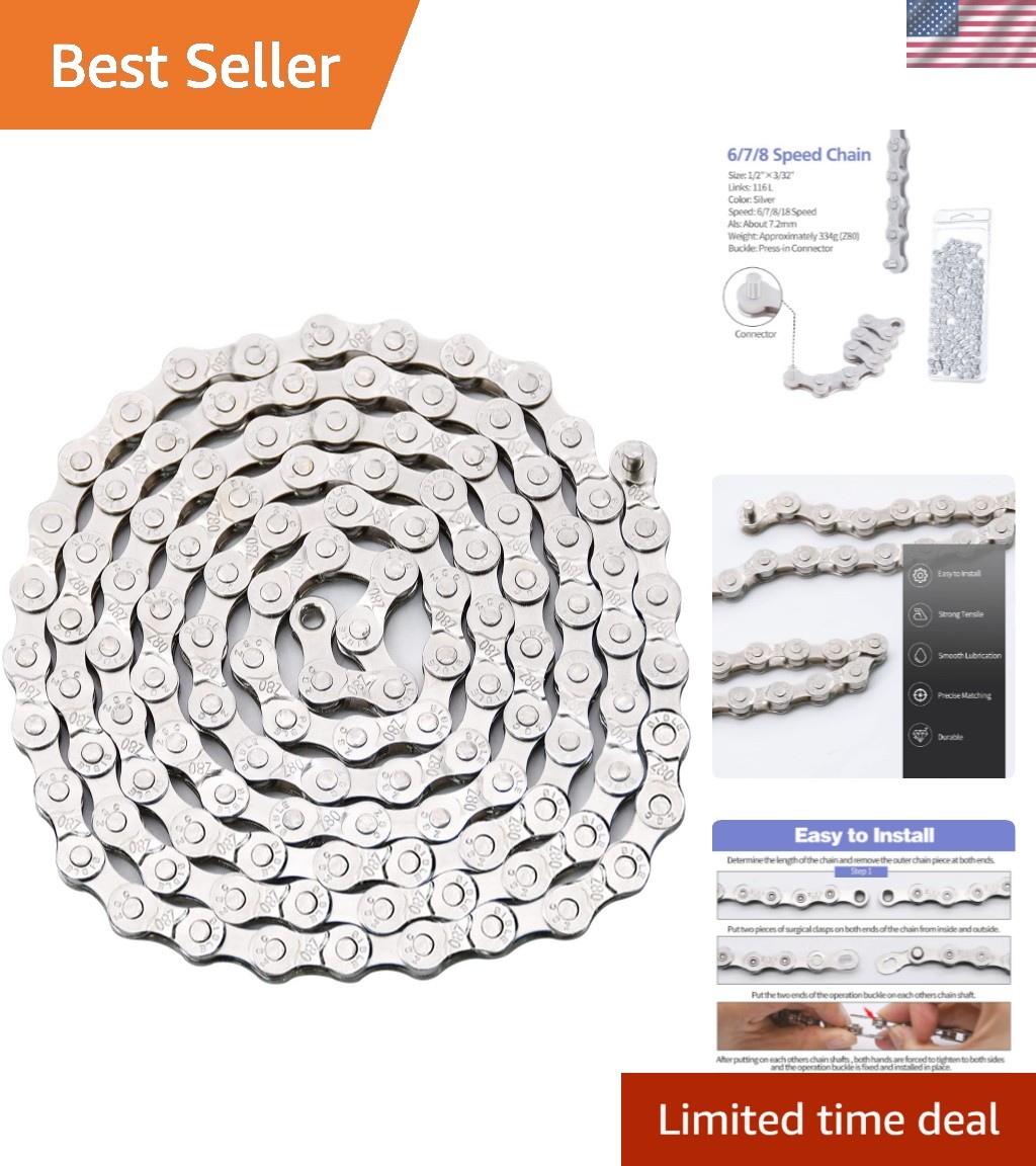 6/7/8 Speed Bike Chain, Bike Chain for Road Mountain Racing Cycling