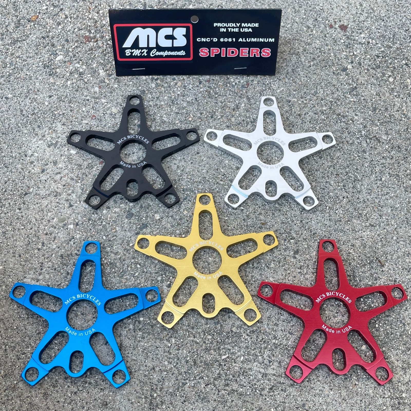 MCS ALLOY BMX OLD SCHOOL SPIDERS 110mm 5 Bolt USA Made BMX BIKE SPIDER GT SE